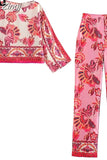 2023 Women Pants Sets Pink High Waist Pants For Women Vintage Print Woman Trousers Streetwear Casual Summer Women's