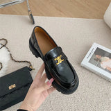 De Triphal Spring 2025 New Soft Leather Foot Pedal Thick Sole Metal Buckle Retro British Style Small Leather