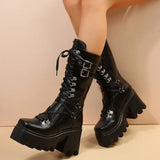 For Martin Boots 2025 Autumn And Winter New Rivet Tie With Thick And Medium Boots Female Large Size Knight