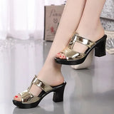 Fashion Women's Shoes Patent Leather Slippers Female Sandals Casual Slip-On Fretwork Cut-Outs Mixed