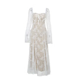 Pure Wants To Show Chest Lace A Dress Autumn New Literary Retro Style Dress