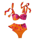Women Floral 2021 Push-Up Padded Bra Ruffles Bandage Bikini Set Swimsuit Swimwear Bathing Suit Beachwear