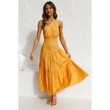 Zingj And Summer 2023 New Single Shoulder Knot Solid Color Fresh And Sweet Long Dress