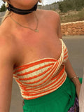 Twist Cutout Striped Knit Crop Bandeau