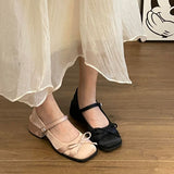 Version Of Fairy-Dish Noodle Butterfly Bow Head Mary Jane Heel 2025 Spring And Summer New Word With Tunlock Single