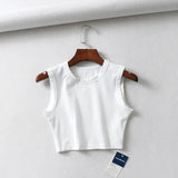 Summer vintage white crop tops women biker black punk sexy tank top korean streetwear cropped sleeveless top