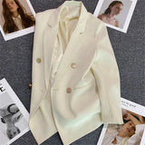 Zingj Metal Button Suit Jacket Female Fall 2024 New British Style Design Sense Double Breasted Korean