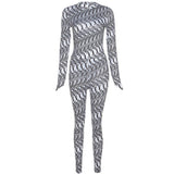 Women Autumn Long Sleeve Tops Long Pants Bodycon Printed Two Piece Set Suit Outfit 2021 Fall Clothes Wholesale