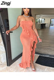 Off Shoulder Women Long Maxi Dress Solid Bodycon High Slit Evening Dresses 2025 Summer Sexy Night Club Party Vestidos 211-0-Outfit