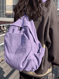 Vintage Wash College School Backpack-Outfit
