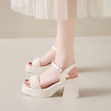 Summer New Temperament Buckle Thick Heel Sandals Women Wear Korean Side Casual High-Heeled