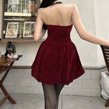Sequin Strapless Puff Skirt Mini Dress- Outfit