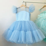 Pretty Girls Dress Birthday Party Princess Dress Lace Kids Ball Gown Elegant Dress Casual Children Dress Size