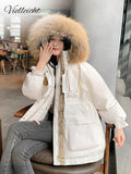 New Thick Loose Parkas Women Winter Puffer Jacket Fashion Fur Hooded Coats Women Military Style Cotton Padded