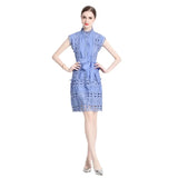 French Temperament Court Hollow Lace A Dress Summer Collar Thin Dress