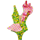 Sexy One Piece Swimsuit Women Swimwear Floral Print Bodysuit Summer Beach Bathing Suit Monokini Swimsuit