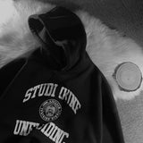 Print Sweatshirt Vintage Women Hoodies Gray Cotton Warm Fleece Winter Pullovers 2021 Autumn New Casual Streetwear