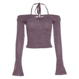Zingj 2023 New Women's Solid Color T-Shirt Hanging Neck Fashion Slim Back Sexy Vest Suit Women-Outfit
