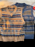 Aesthetic Vintage Streetwear Pull Femme All Match Casual Korean Fashion Knitted Vest Japanese V Neck Sleeveless Sueter