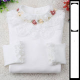 Spring Autumn Cotton Children Base T Shirts Baby Girls Clothes Long Sleeve Floral Casual T Shirt Tops Kids Lace T