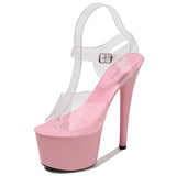 Zingj Korean Version Of The Night Club Car Model Shoes Super High Heels 17 Cm Thin Heel Waterproof Table Sandal Transparent Crystal