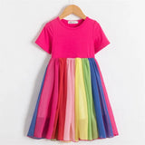 New Girls Dress Sleeveless Rainbow Color Kids Clothes Fashion Princess Dresses Toddler Girl Clothing 2-6T Carnival