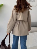 Women's Long-Sleeved Solid Color Tie Button