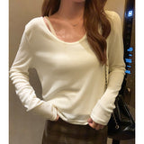 Egg Collar Tencel Long-Sleeved T-Shirt Women Wear The New Soft Waxy Skin Bottoming Shirt In