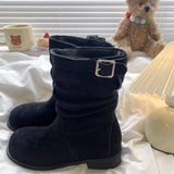 Boots Cowboy Boots Women's Shoes 2025 New Autumn And Winter Single Boots Pile Boots Boots Small Short Boots Martin