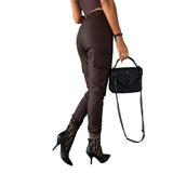 Zingj Autumn And Winter Money Collect Waist Street Fashion Rope Leather Pants