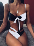 Zingj Swimwear New Swimsuit Bikini High Waist Leopard Print Splicing Bikini Women's Swimsuit