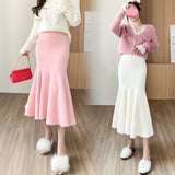 Zingj Shot Imitation Mink Hair Fishtail Skirt Female Mid-Winter Long Skirt High-Waisted Lotus Leaf Edge Skirt Sexy Velvet Bag Hip Knitted