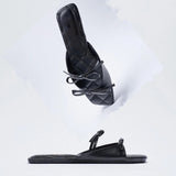 ZAR Brand Slippers Women Summer Luxury 2022 New Fashion One Word Buckle Bow Flat-Heeled Beach Sandals Plus Size 41