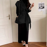 New Autumn Winter Women's Jackets Sleeveless Waistcoat Lace Up Streetwear Woolen Oversized Vests Tops