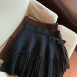 Knitted Pleated High-Waisted Mini Skirt- Outfit