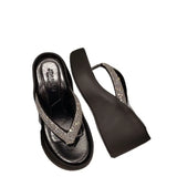 Water Drill High Heel Soft Base Not Tired People Cool Slippers High-End With Skirt Flashing Beach Clip