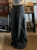 Zingj Gray Overalls Jeans Female Autumn New Style Wash Do Old Hottie Loose Wide Leg Casual