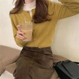 Zingj And Autumn Round Collar Short Knit Cardigan Candy Color Small Casual Loose Outside Bottom Sweater Coat Female-Outfit