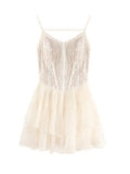 New Women Party Lace Backless Mini Dress Summer Fashion Sexy Sweet Slim Sling Spaghetti Straps V Neck Club Vestidos