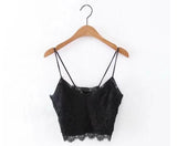 Women 2021 Summer Mint Green Solid Color Lace Crop Tops V-neck Sexy Strap Bra