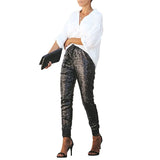 Women Leggings Long Pencil Pants Elastic High Waist Drawstring Black Cargo Pants Party Ladies Trousers Streetwear
