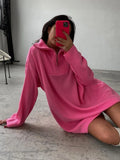 Autumn Winter Oversize Pullover Women Long Sleeve Turn Down Jumper 2021 Blue Knitted Sweater Loose Vintage