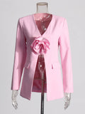 Australian Show Splicing Flower Design Blazer 2025 New V To Receive A Thin Buckle Suit