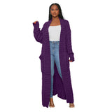 Knitted Women Long Twist Sweater Solid Cardigan with Big Pocket 2022 Autumn Winter Crochet Loose Office Lady Long