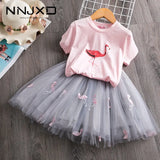 Toddler Girl Kids Set 2 Piece Girl Set Dresses Party Little Girl Clothes for Flamingo Girls Dress Summer Clothing 7