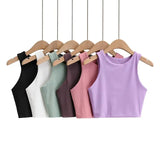 Zingj Yoga Female Training Double Layer Ultra Short Solid Color Vest-Outfit