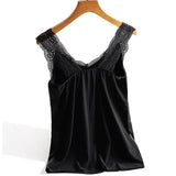 Strap Silk Top Women Sexy V Neck Sleeveless WhiteVest Satin Elasticity Mesh Silk Tank Tops Women Basic Plus Size