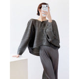 Folds 2025 Spring Loose Pure Color Top Loose Languid Folding Top High-End Sun Protection