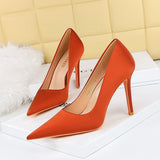Zingj Korean Spring And Autumn Fashion Simple Silk High Heels Fine Heel Shallow Pointed Women's Shoes Banquet High Heel