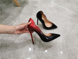 Onlymaker Women's Pointed Toe 12CM Slip On Thin Heels Sexy heeled Stiletto Gradient Colorful Wedding Dress Party